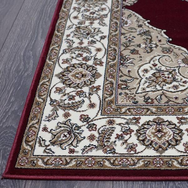Bazaar Emy Red Ivory 8 Ft X 10 Medallion Area Rug 1 Hd2587 215 The Home Depot Bazaar Emy Red Ivory 8 Ft X 10, Striped Outdoor Rug 8×10