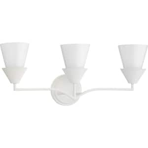 Pinellas Collection 3-Light White Plaster Contemporary Vanity Light