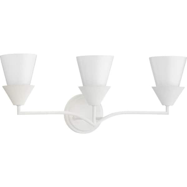 Progress Lighting Pinellas Collection 3-Light White Plaster Contemporary Vanity Light