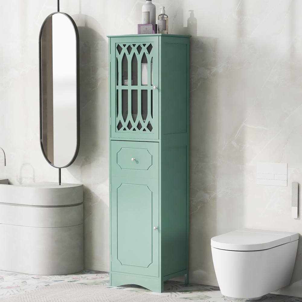 16.5 in. W x 14.2 in. D x 63.8 in. H Green Tall Bathroom Freestanding ...