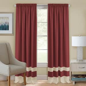 Darcy 52 in. W x 84 in. L Polyester Light Filtering Window Panel in Marsala/Tan