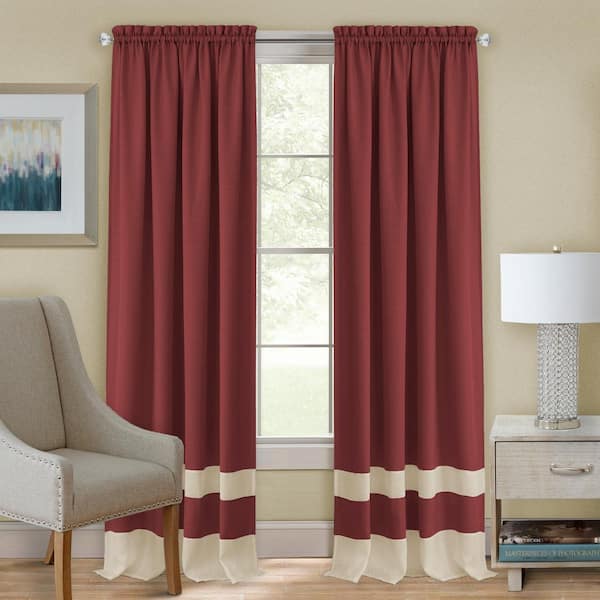 ACHIM Darcy 52 in. W x 84 in. L Polyester Light Filtering Window Panel in Marsala/Tan