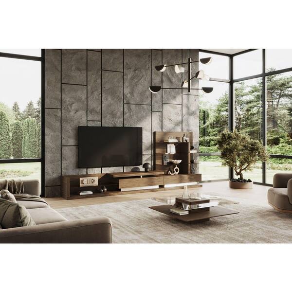 Modrest Clarion Modern 39 in. Walnut and Gray Square Glass Coffee Table