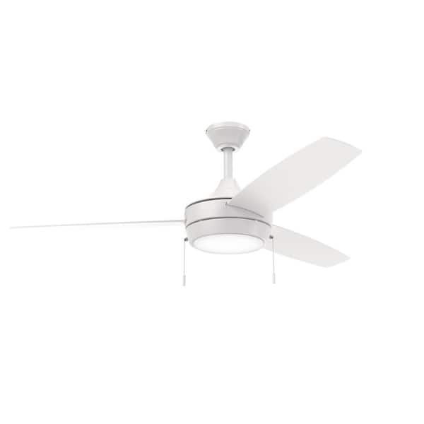 Nolyn 52 in. 3-Blade Standard Matte White Modern LED Downrod Mount Ceiling Fan with Matte White Blades