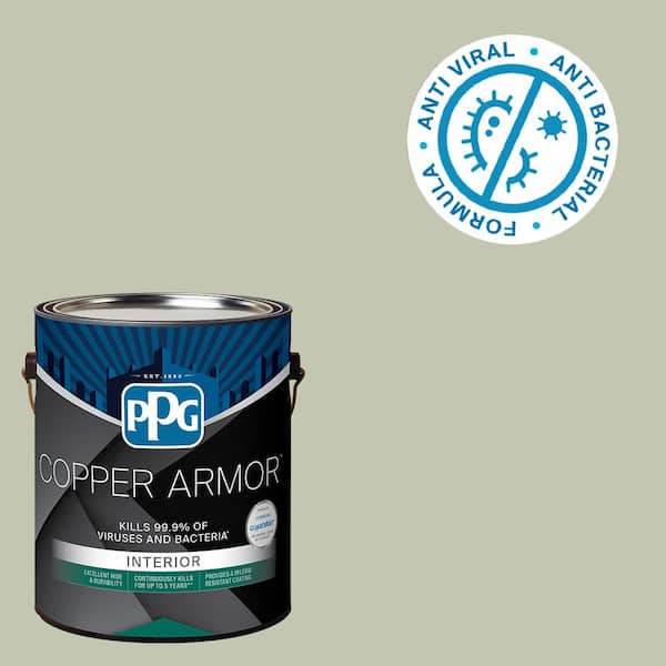COPPER ARMOR 1 gal. PPG1030-2 Pale Pine Semi-Gloss Antiviral and Antibacterial Interior Paint with Primer