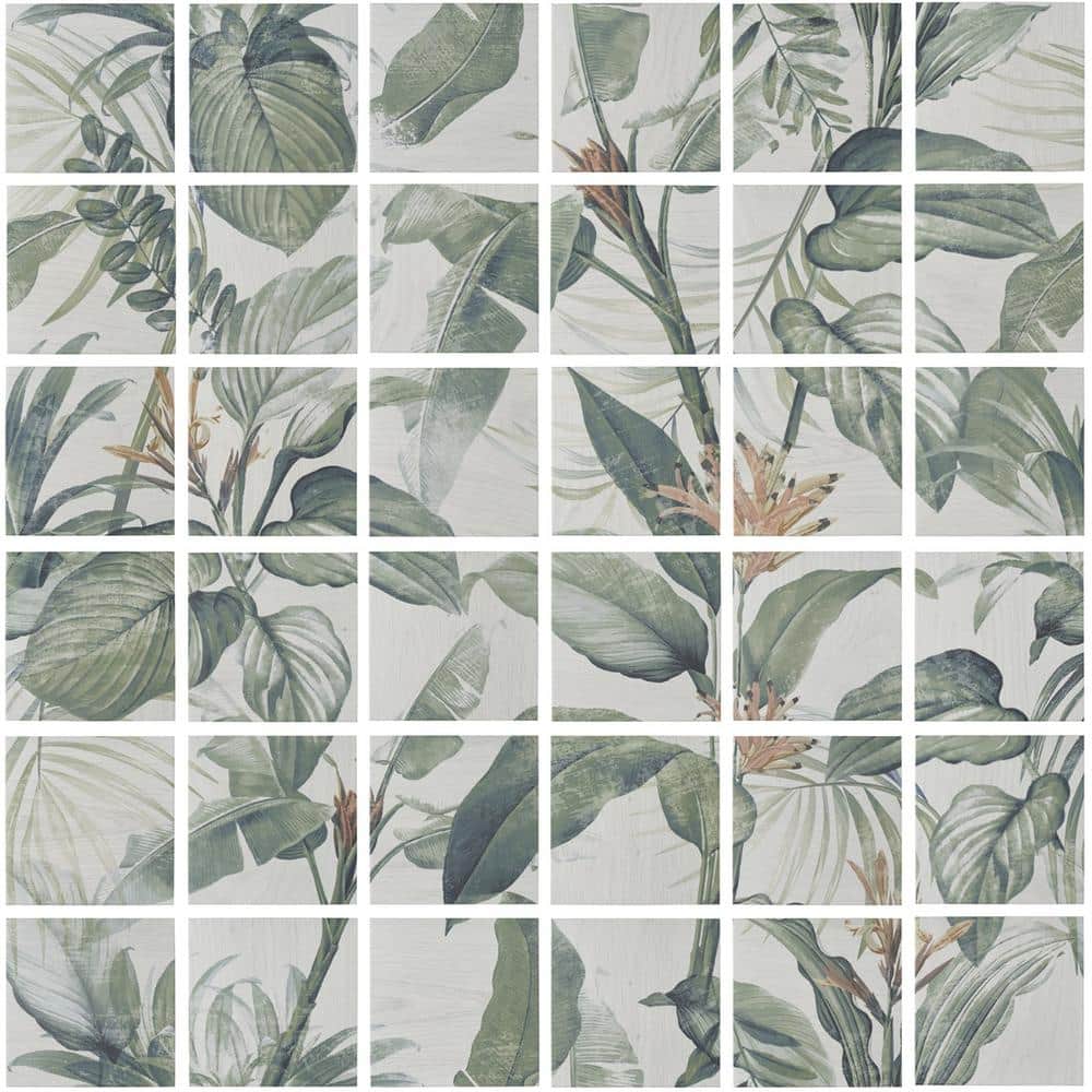 Spring Botanical Matte Porcelain 8" x 8" Tile Mural