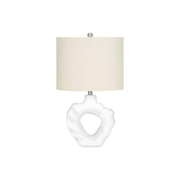 Jushua Modern 25 in. H Table Lamp with White Shade, Cream Resin