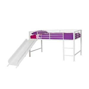 Jade White Metal Junior Loft Bed With Slide