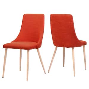 Sabine Muted Orange and Light Walnut Fabric Dining Chairs (Set of 2)