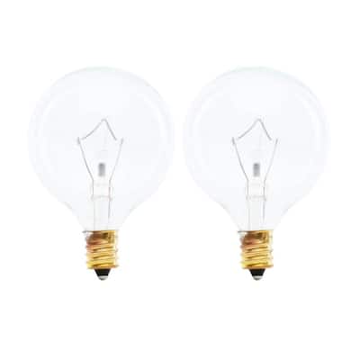 Feit Electric 25-Watt G16.5 E12 Incandescent Light Bulb, Soft White 2700K (2-Pack) BP25G161/2/DL
