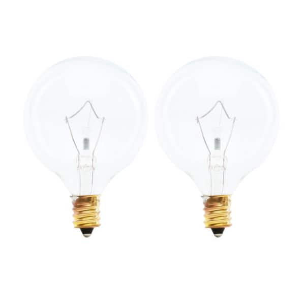 Feit Electric 25-Watt G16.5 E12 Incandescent Light Bulb, Soft White 2700K (2-Pack)