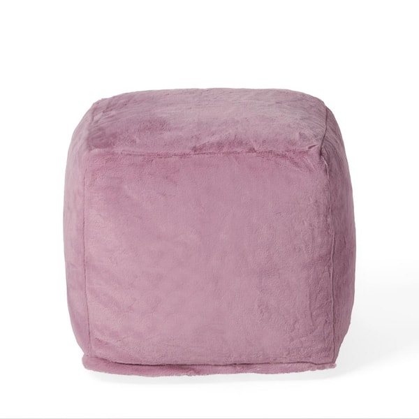 Noble House Loubar Lavender Faux Fur Cube Pouf