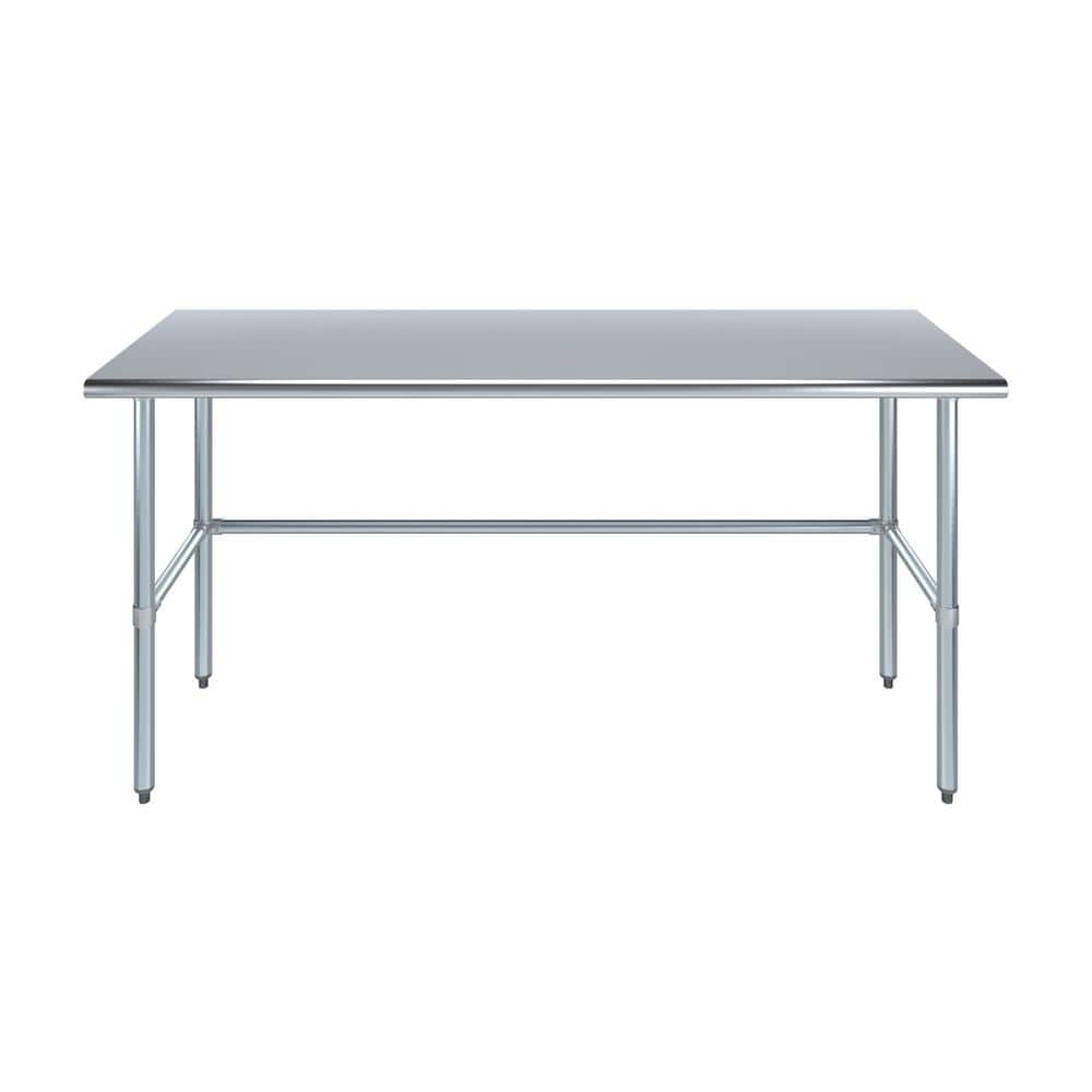 72" Silver Stainless Steel Utility Work Table with Galvanized Legs