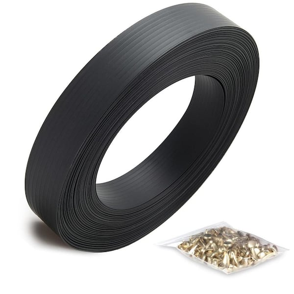 250 ft. Black Chain Link Fence Privacy Vinyl Tape with Brass Fasteners for Garden Fence