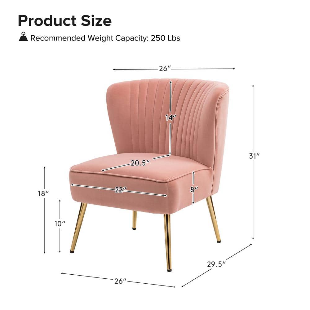 Pink Velvet Barrel Accent Chairs with Gold Legs, Set of 2