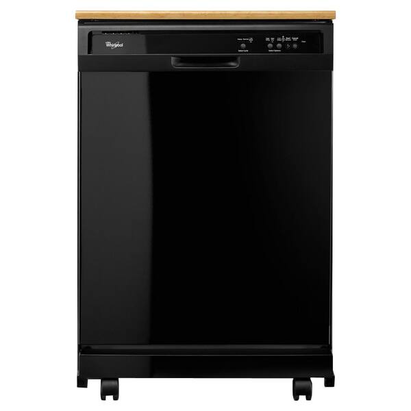 Whirlpool Portable Tall Tub Dishwasher in Black with 12 Place Settings Capacity