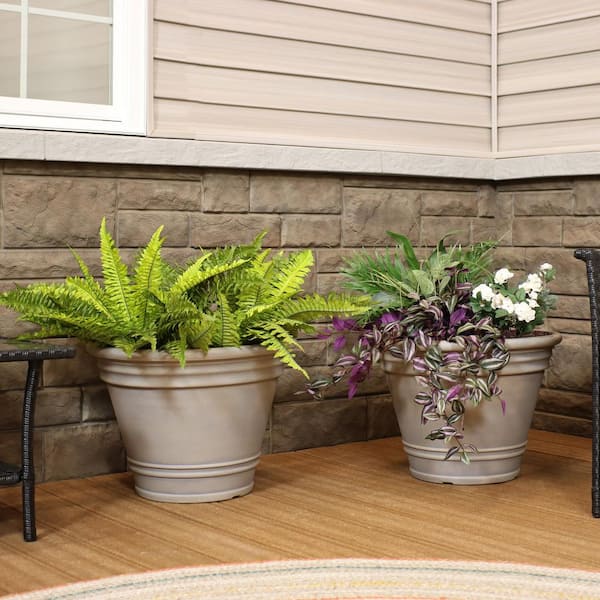 Decorative Plant and Flower Pots - Mixed 5 Piece Beige Set 