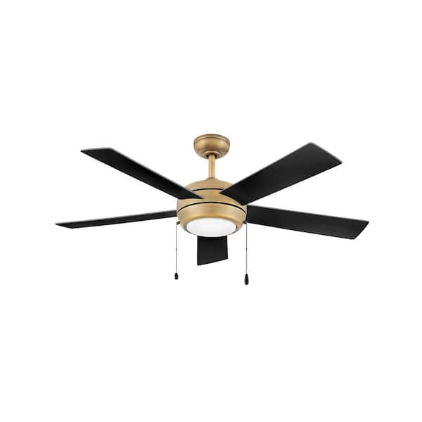 HINKLEY CROFT 52 in. Indoor Integrated LED Heritage Brass Ceiling Fan Pull Chain