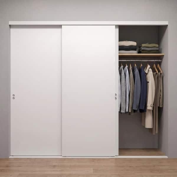 Smooth Flush Solid Core Primed MDF Interior Sliding Door With Trim