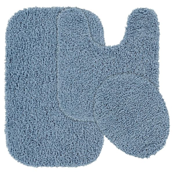 Garland Rug Jazz Basin Blue 21 in. x 34 in. Washable Bathroom 3-Piece Rug Set