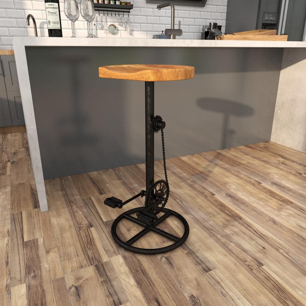 Adjustable Industrial Pedal-Inspired Metal Bar Stool, Brown