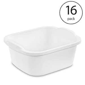 Durable Reinforced Plastic 12 Qt. Kitchen Dishpan White (16 Pack)
