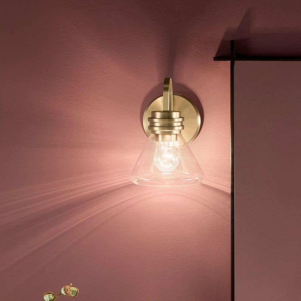 Champagne Bronze Direct Wired Electric Wall Sconce with Opal Glass Shade