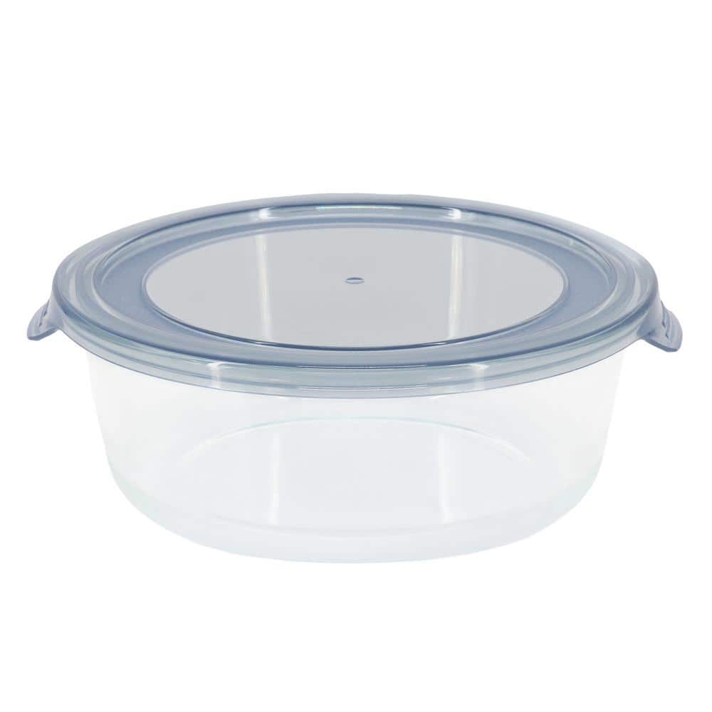 MARTHA STEWART EVERYDAY 32 Ounce Round Glass Storage Container in Grey ...