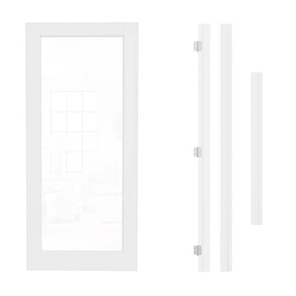 36 in. x 80 in. 1-Lite Clear Glass Left Hand White Solid Core Glass Single Prehung Interior Door+ Quick Assemble Jamb