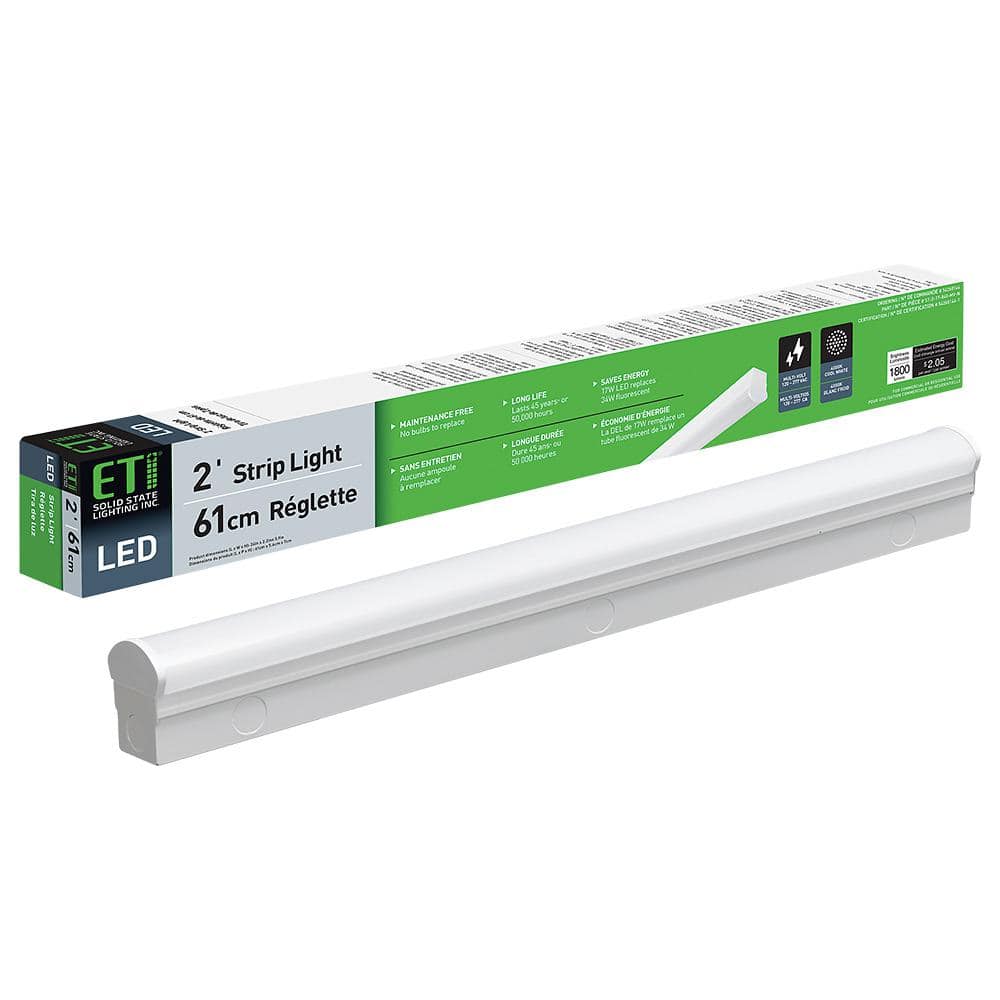 1-Pack 2 ft. 17-Watt Integrated LED White Strip Light Fixture Bright White 4000K 1800 Lumens 120-277V Direct Wire price history on PriceWatchPro