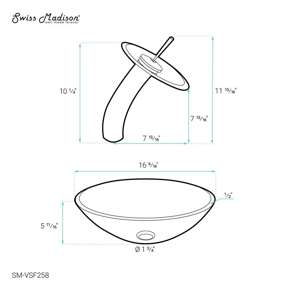 Cascade Frosted Glass 16.5" Vessel Sink with Faucet