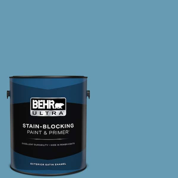 BEHR ULTRA 1 gal. #S490-4 Yacht Blue Satin Enamel Exterior Paint & Primer