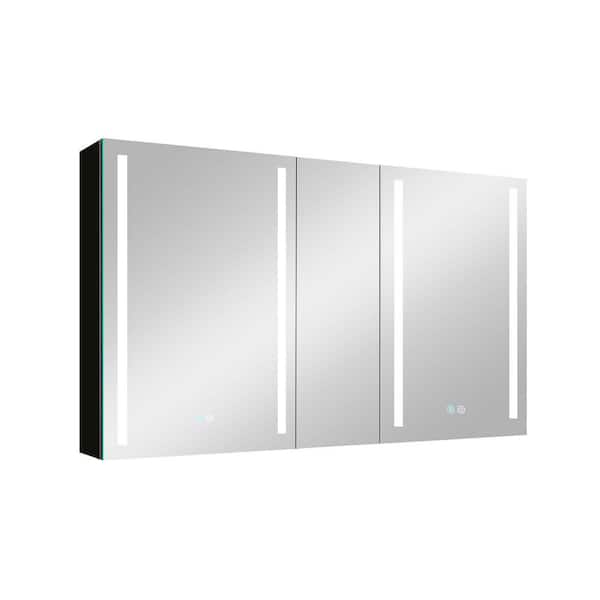 JimsMaison 50 in. W x 30 in. H Rectangular Aluminum Surface Mount Medicine Cabinet with Mirror and Shelves