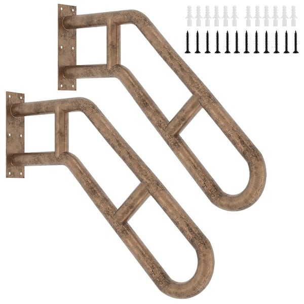 27 in. U-shaped Wall Mounted Stair Railing, Antique (2-Pack)