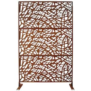 6.3 ft. H x 4 ft. W Rust Red Metal Privacy Screen Freestanding Decorative Privacy Screen for Outside (3-Panels)