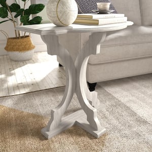 Doynton 23.6 in. W White 22.8 in. H Half Moon Solid Wood Side Table
