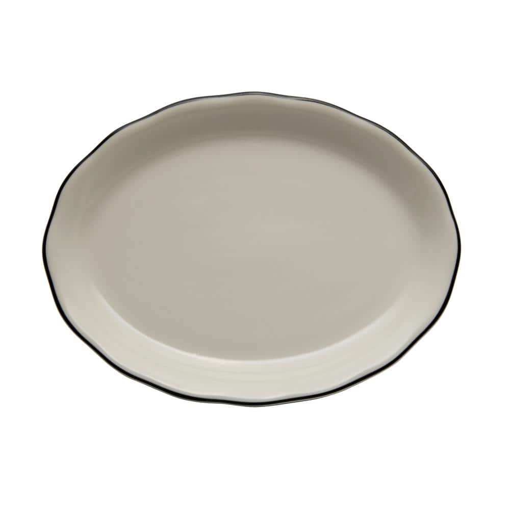 Oneida 11.625 in. Manhattan Black Porcelain Platters (Set of 12