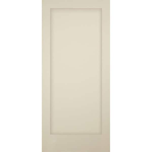 Builders Choice 36 in. x 80 in. Left-Handed 1-Panel Shaker Solid Core Primed Pine Wood Single Prehung Interior Door