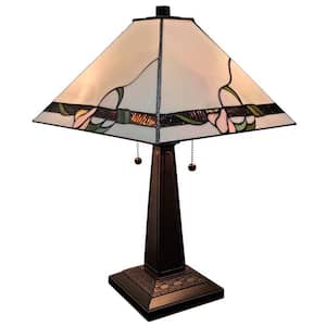23 in. Multi-Colored Tiffany Style Table Lamp with 2-Lights