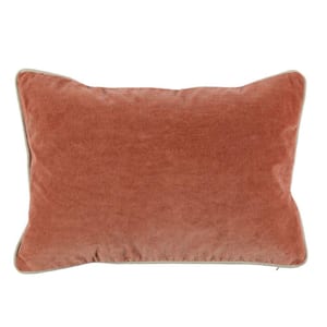 20 in. x 14 in. Pink Rectangular Fabric Throw Pillow with Solid Color and Piped Edges