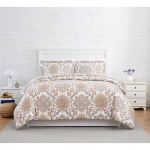 Serenity 3-Piece Red Full-Queen Cotton Duvet Cover Set