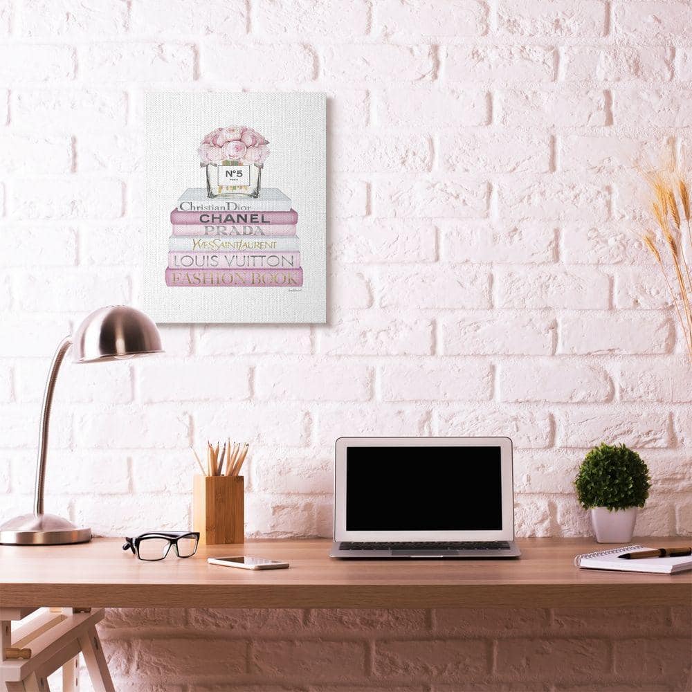Pink and White Fashion Bookstack Canvas Wall Art for Kids