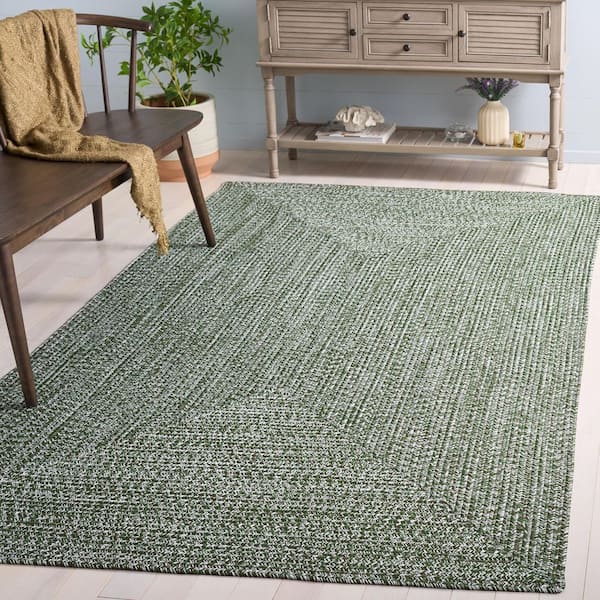 Braided 8 ft. x 10 ft. Dark Green Solid Color Modern Washable Area Rug