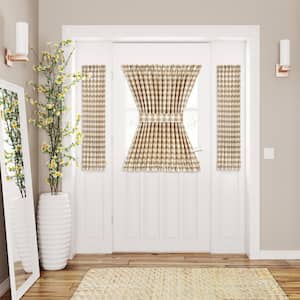 Buffalo Check 25 in. W x 40 in. L Polyester/Cotton Light Filtering Door Panel and Tieback in Taupe