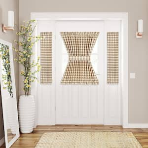 Buffalo Check 54 in. W x 40 in. L Polyester/Cotton Light Filtering Door Panel and Tieback in Taupe