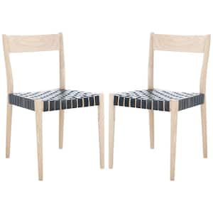 Eluned Black/Natural 31.5 in. Wood Dining Chair Set of 2