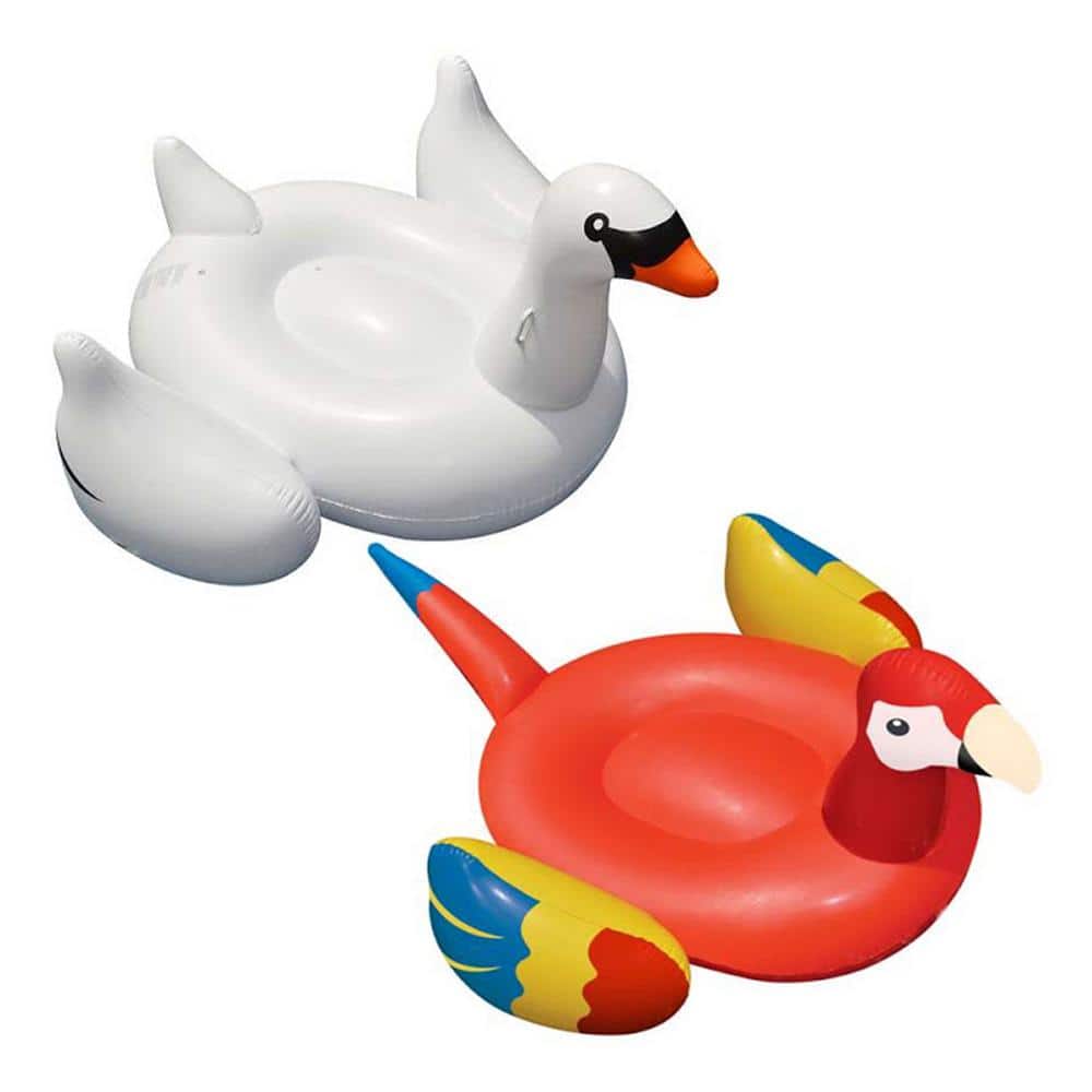 Swimline Swimming Pool Giant Rideable Inflatable Swan And Parrot 90621