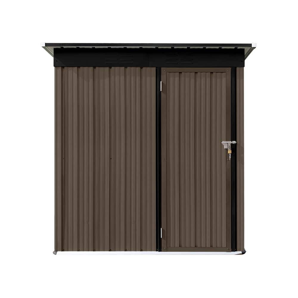 5 ft. W x 4 ft. D Brown Metal Frame Garden Storage Shed with Punched Vents,