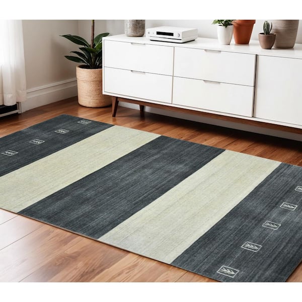 4 ft. x 6 ft. Multi-Colored Wool Striped Hand Woven Area Rug