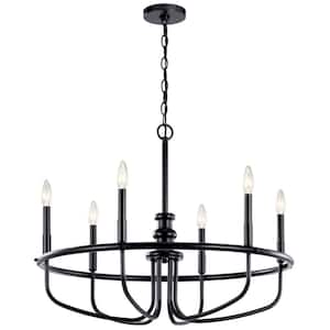 Capitol Hill 28.75 in. 6-Light Black Traditional Candle Circle Chandelier for Dining Room